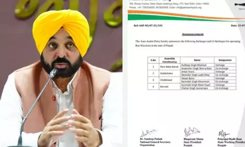 ਪੰਜਾਬ ਚ ਜ਼ਿਮਨੀ ਚੋਣਾਂ ਲਈ ਆਪ ਨੇ ਖਿੱਚੀ ਤਿਆਰੀ, ਨਿਯੁਕਤ ਕੀਤੇ ਇੰਚਾਰਜ ਅਤੇ ਸਹਿ ਇੰਚਾਰਜ