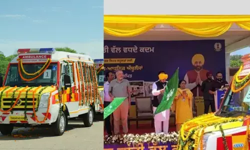 CM ਮਾਨ ਨੇ ਪੰਜਾਬ ਲਈ 58 ਨਵੀਆਂ ਹਾਈਟੈਕ ਐਂਬੂਲੈਂਸਾਂ ਨੂੰ ਦਿਖਾਈ ਹਰੀ ਝੰਡੀ