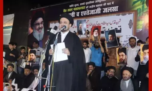 ਨਸਰੁੱਲਾ ਨੂੰ ਸ਼ਹੀਦ ਐਲਾਨ ਲਖਨਊ ਹਜ਼ਾਰਾਂ ਮੁਸਲਮਾਨਾਂ ਨੇ ਕੀਤਾ ਪ੍ਰਦਰਸ਼ਨ