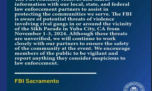 ਯੂਬਾ ਸਿਟੀ ਦੇ ਨਗਰ ਕੀਰਤਨ ਦੌਰਾਨ ਹਿੰਸਾ ਦਾ ਖਤਰਾ