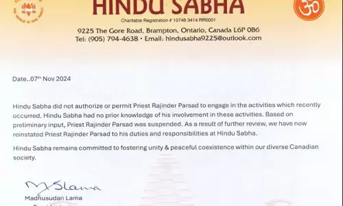 ਬਰੈਂਪਟਨ ਦੇ ਹਿੰਦੂ ਸਭਾ ਮੰਦਰ ਦਾ ਪੁਜਾਰੀ ਬਹਾਲ