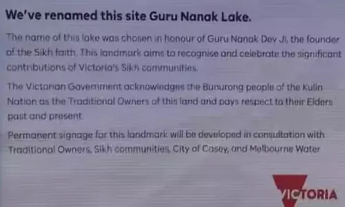 ਆਸਟ੍ਰੇਲੀਆ ਵਿਚ ਝੀਲ ਦਾ ਨਾਂ ‘ਗੁਰੂ ਨਾਨਕ ਲੇਕ’ ਰੱਖਿਆ