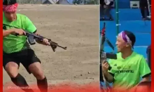 ਮਨੀਪੁਰ : ਹੱਥਾਂ ਚ ਹਥਿਆਰ ਅਤੇ ਫੁੱਟਬਾਲ ਦੀ ਸਿਖਲਾਈ