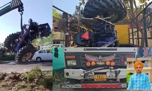 ਸੰਗਤ ਨਾਲ ਭਰੀ ਟ੍ਰੈਕਟਰ ਟਰਾਲੀ ਨੂੰ ਮਾਰੀ ਟਰੱਕ ਨੇ ਟੱਕਰ, ਟ੍ਰੈਕਟਰ ਚਾਲਕ ਦੀ ਮੌਤ