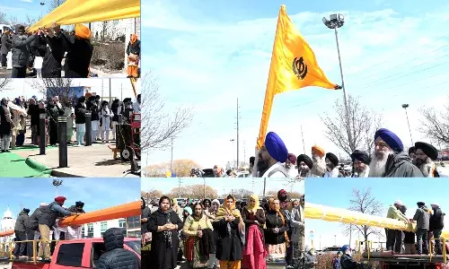 ਡਿਕਸੀ ਗੁਰੂ ਘਰ ਵਿਖੇ ਖਾਲਸਾ ਸਾਜਨਾ ਦਿਵਸ ਮੌਕੇ ਹਰ ਸਾਲ ਕੀਤੀ ਜਾਂਦੀ ਨਿਸ਼ਾਨ ਸਾਹਿਬ ਦੀ ਸੇਵਾ ਚ ਸੰਗਤਾਂ ਦਾ ਭਾਰੀ ਇਕੱਠ