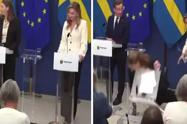 ਪੱਤਰਕਾਰਾਂ ਸਾਹਮਣੇ ਮੂਧੇ ਮੂੰਹ ਡਿੱਗੀ ਸਵੀਡਨ ਦੀ ਸਿਹਤ ਮੰਤਰੀ