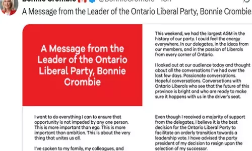 ਬੌਨੀ ਕਰੌਂਬੀ ਵੱਲੋਂ ਅਸਤੀਫ਼ੇ ਦਾ ਐਲਾਨ