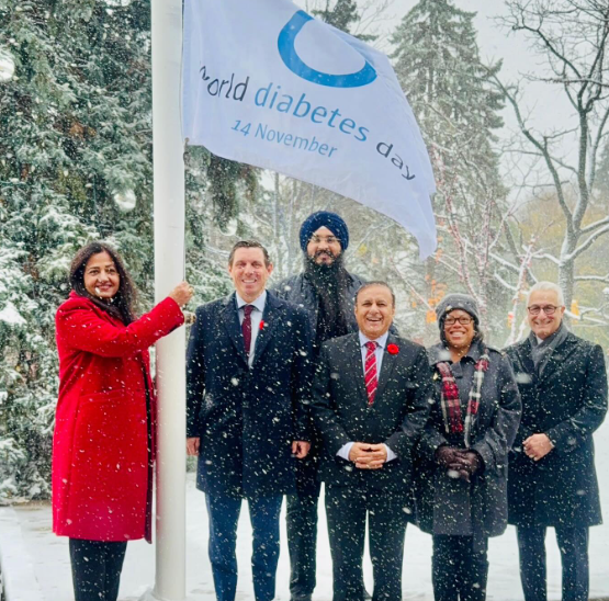 ਬਰੈਂਪਟਨ ਵਿੱਚ ਪੰਜਵੇਂ ਸਾਲਾਨਾ ਵਿਸ਼ਵ ਡਾਇਬਟੀਜ਼ ਦਿਵਸ ਦਾ ਲਹਿਰਾਇਆ ਗਿਆ ਝੰਡਾ