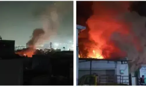 Hyderabad Gas Station Fire; ਗੈਸ ਸਟੇਸ਼ਨ ਤੇ ਲੱਗੀ ਭਿਆਨਕ ਅੱਗ, ਲਗਾਤਾਰ ਹੋਏ ਲਈ ਧਮਾਕੇ, ਵੀਡਿਓ ਵਾਇਰਲ