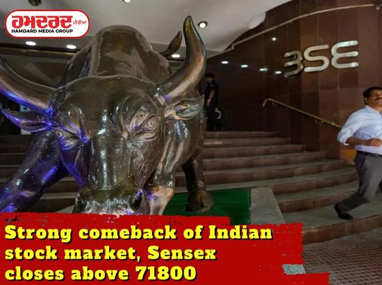 Strong comeback of Indian stock market Sensex closes 71800