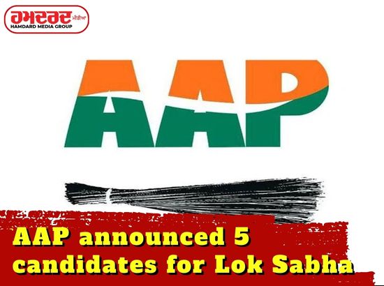 AAP ਨੇ ਲੋਕ ਸਭਾ ਚੋਣ ਲਈ ਐਲਾਨੇ 5 ਉਮੀਦਵਾਰ